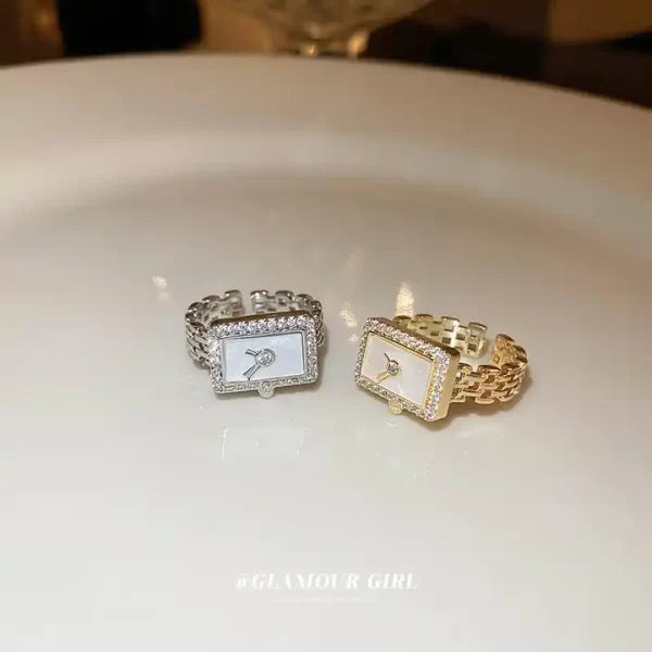 18K GOLD PLATED SILVER WATCH RING
