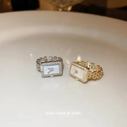 18K GOLD PLATED SILVER WATCH RING