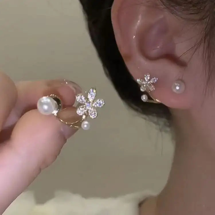Daisy With Pearl Earrings