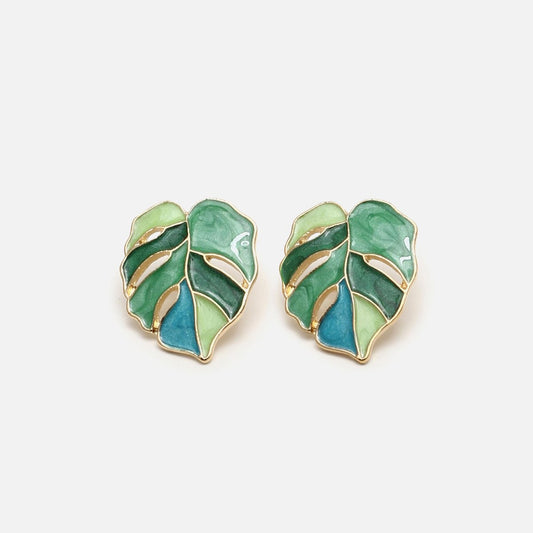 Leaf Shaped Stud Earrings