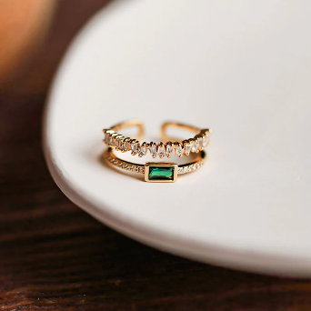 EMERALD RADIANCE 18K GOLD PLATED RING