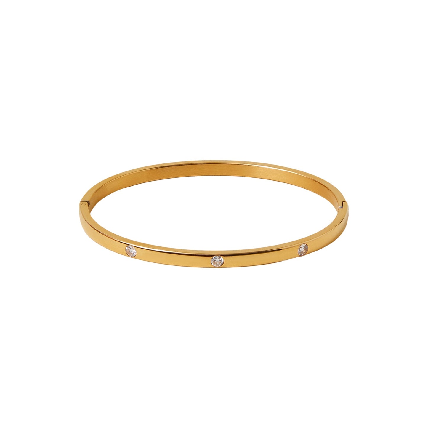 Zircon Studded Thin Sleek 18K Gold Plated Bracelet
