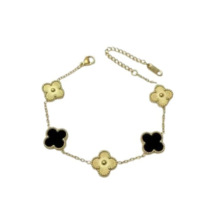 Black & Golden Clover Bracelet