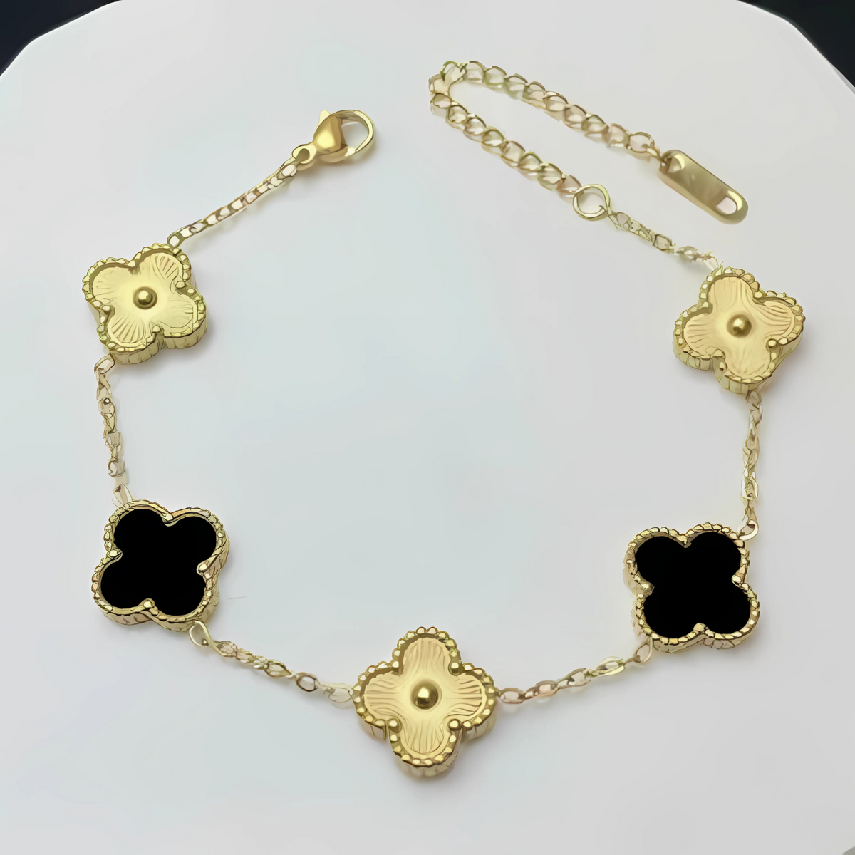 Black & Golden Clover Bracelet