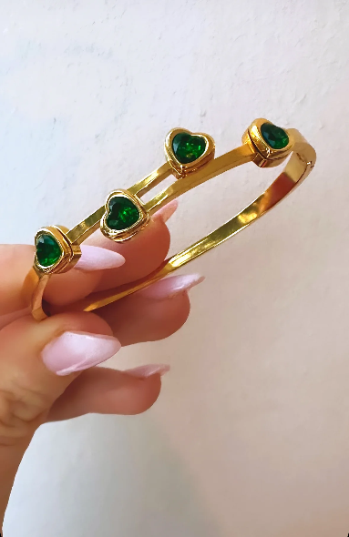 Emerald Green Heart Bracelet