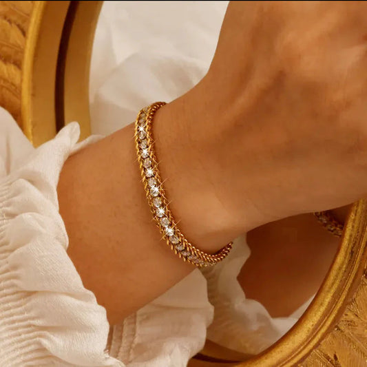 Golden Dazzle Tennis Bracelet