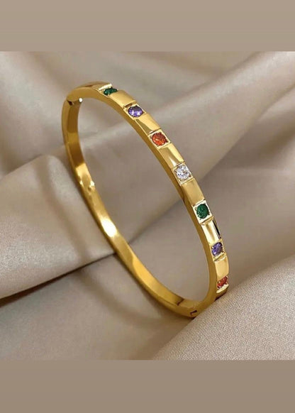 Lisa Multicolored Rhinestone Studded Bangle Bracelet