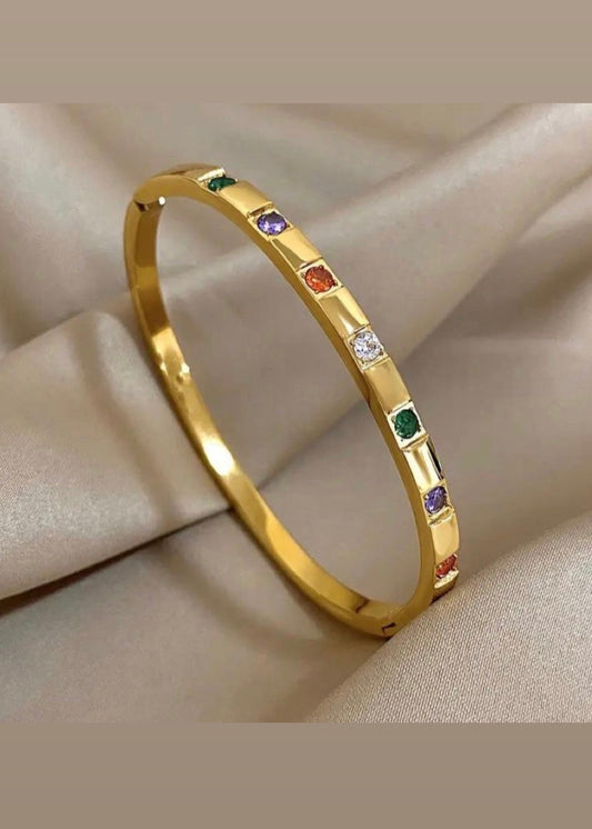 Lisa Multicolored Rhinestone Studded Bangle Bracelet