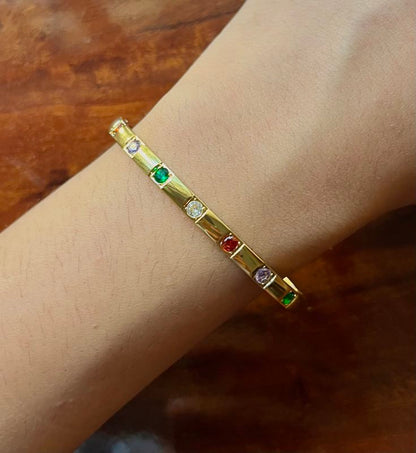 Lisa Multicolored Rhinestone Studded Bangle Bracelet