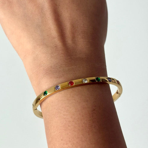 Lisa Multicolored Rhinestone Studded Bangle Bracelet