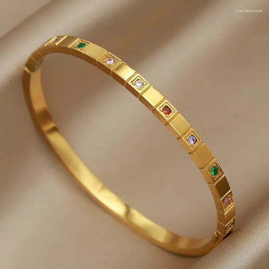 Color Pop Bangle – 18K Gold Plated Stainless Steel, Waterproof & Anti-Tarnish Bracelet