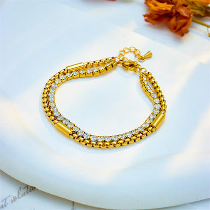 Elegant Double-Layer Diamond Bracelet