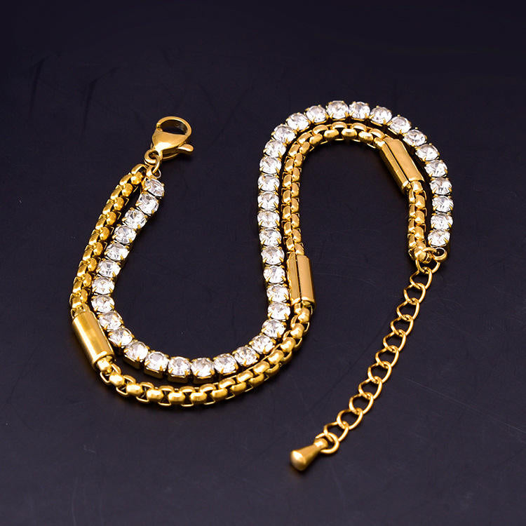 Elegant Double-Layer Diamond Bracelet