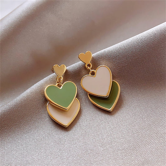 Triple Heart Enamel Earrings