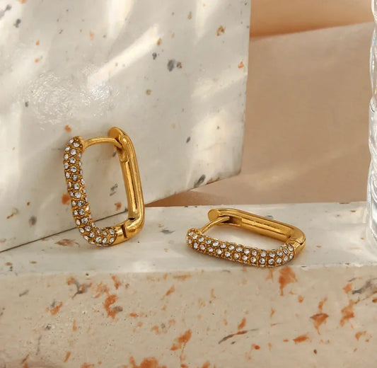 BLING HOOPS 18K GOLD PLATED ZIRCON EARRINGS