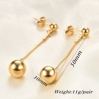 18K GOLD PLATED SINGLE BEADED EARRINGS