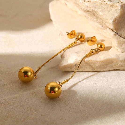 18K GOLD PLATED SINGLE BEADED EARRINGS