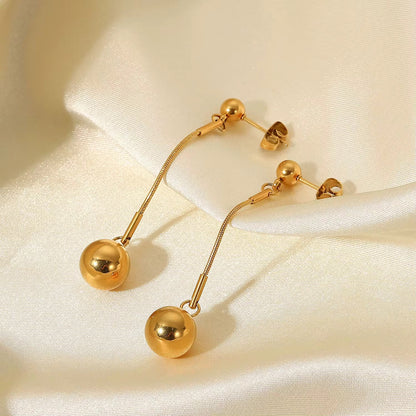 18K GOLD PLATED SINGLE BEADED EARRINGS