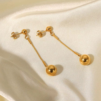 18K GOLD PLATED SINGLE BEADED EARRINGS
