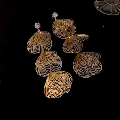Golden Flower Statement Drop Earrings