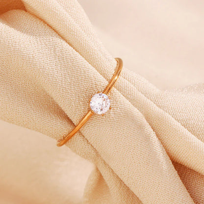 18K GOLD PLATED MINI SOLITARE ADJUSTABLE RING