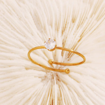 18K GOLD PLATED MINI SOLITARE ADJUSTABLE RING