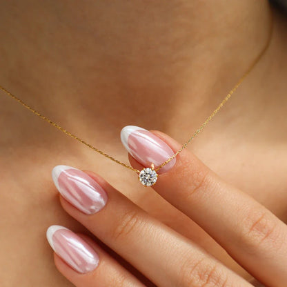 Golden Chain Round Solitaire Necklace