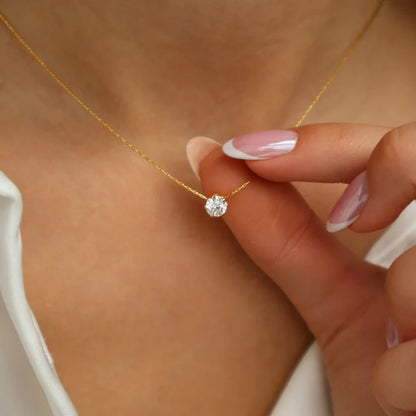 Golden Chain Round Solitaire Necklace