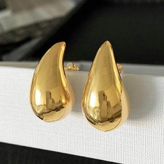 Gold Drop Luxe Stud Earrings