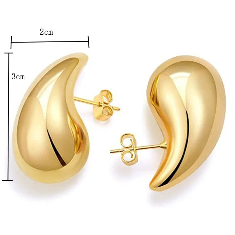 Gold Drop Luxe Stud Earrings
