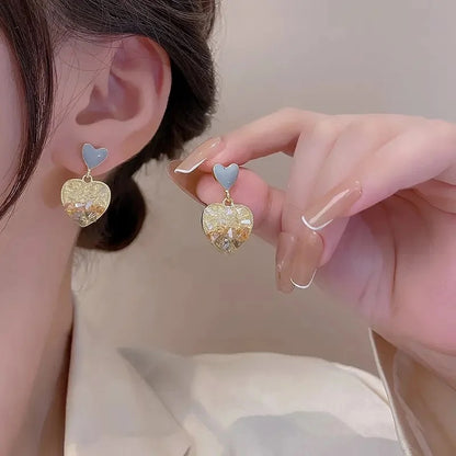 Minimalist Druzy Heart Stud Earrings