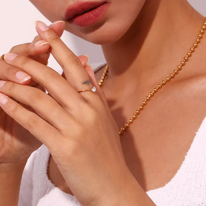 18K GOLD PLATED MINI SOLITARE ADJUSTABLE RING