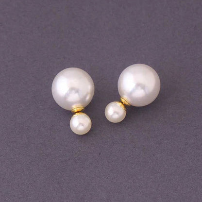 Double Pearl Stud Earrings