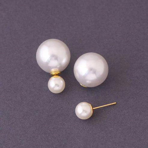 Double Pearl Stud Earrings