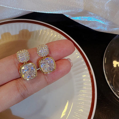 Geometric Shiny Square Drop Earrings