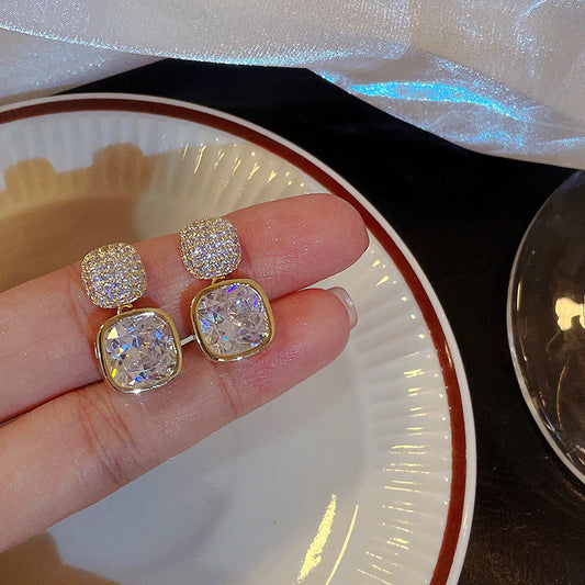 Geometric Shiny Square Drop Earrings