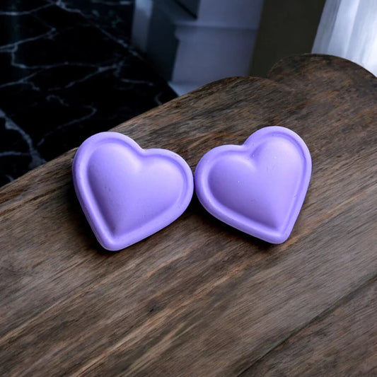 Lavender Hear Stud Earrings