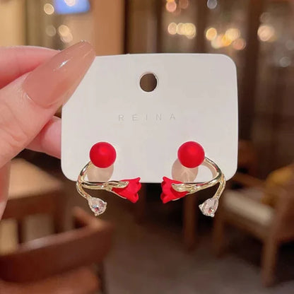 Red Tulip Perky Pearl Earrings