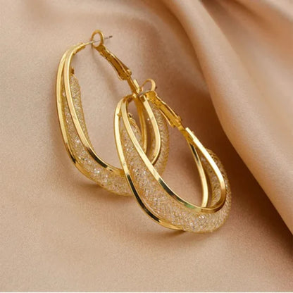 Golden Crystal Hoop Earrings