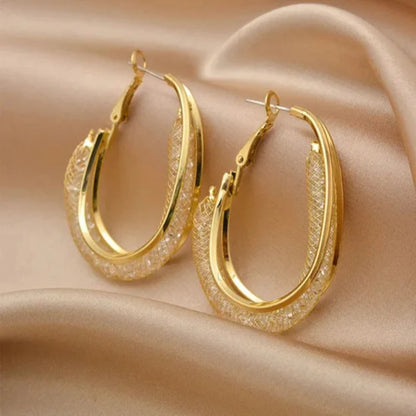 Golden Crystal Hoop Earrings