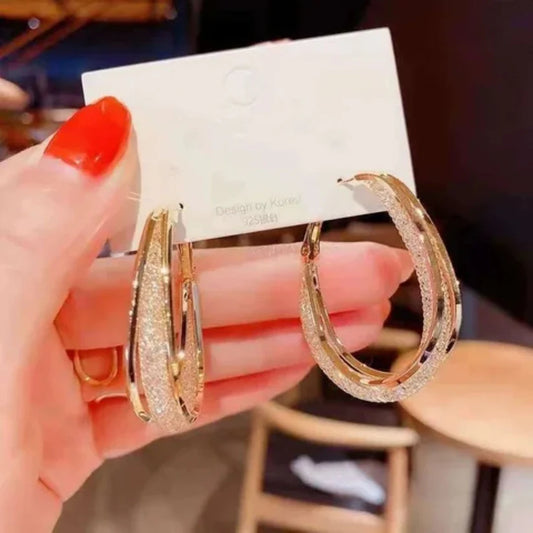 Golden Crystal Hoop Earrings