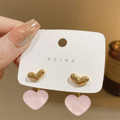 Cute Pink Heart Drop Earrings