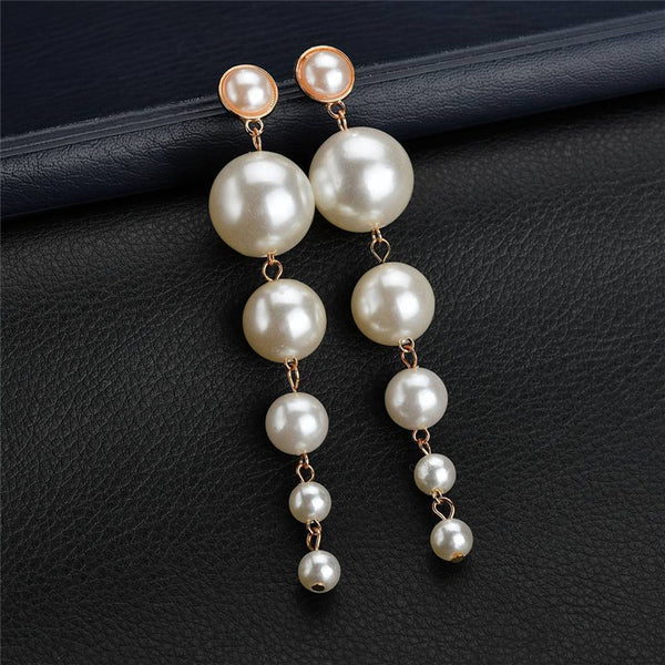 Elegant Big Pearl Long Earrings