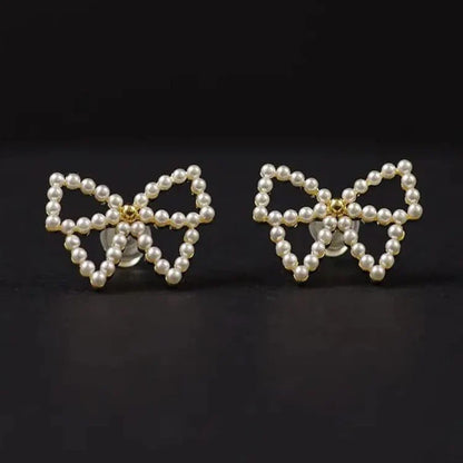 Perky Pearl Bow Earrings