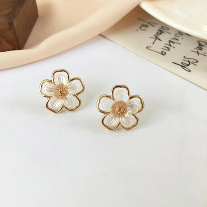 White Cherry Blossom Stud Earrings