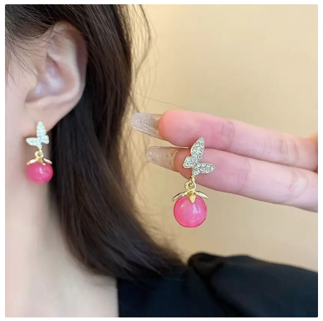 Pretty Pink Drop Pearl Earrings