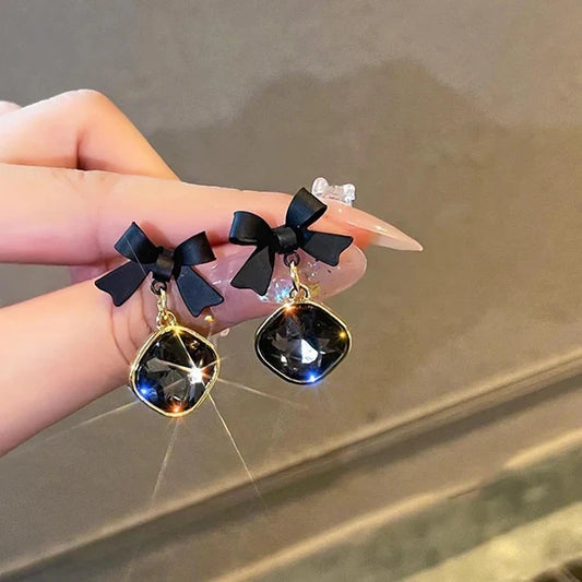 Black Bow Earrings