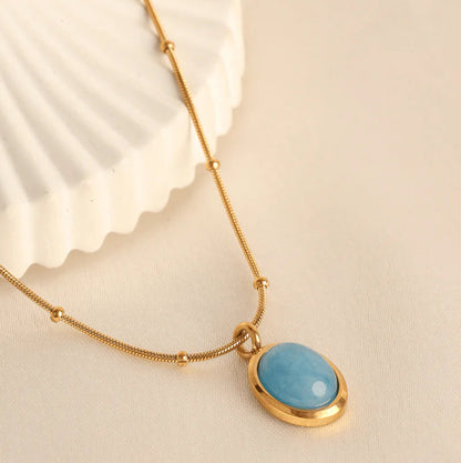 Aqua Opal Pendant Necklace