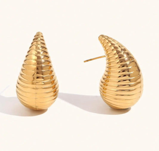 Striped Tear Drop Stud Earrings