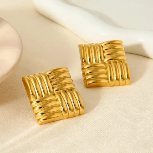 18K GOLD PLATED CHUNKY SQUARE EARRINGS